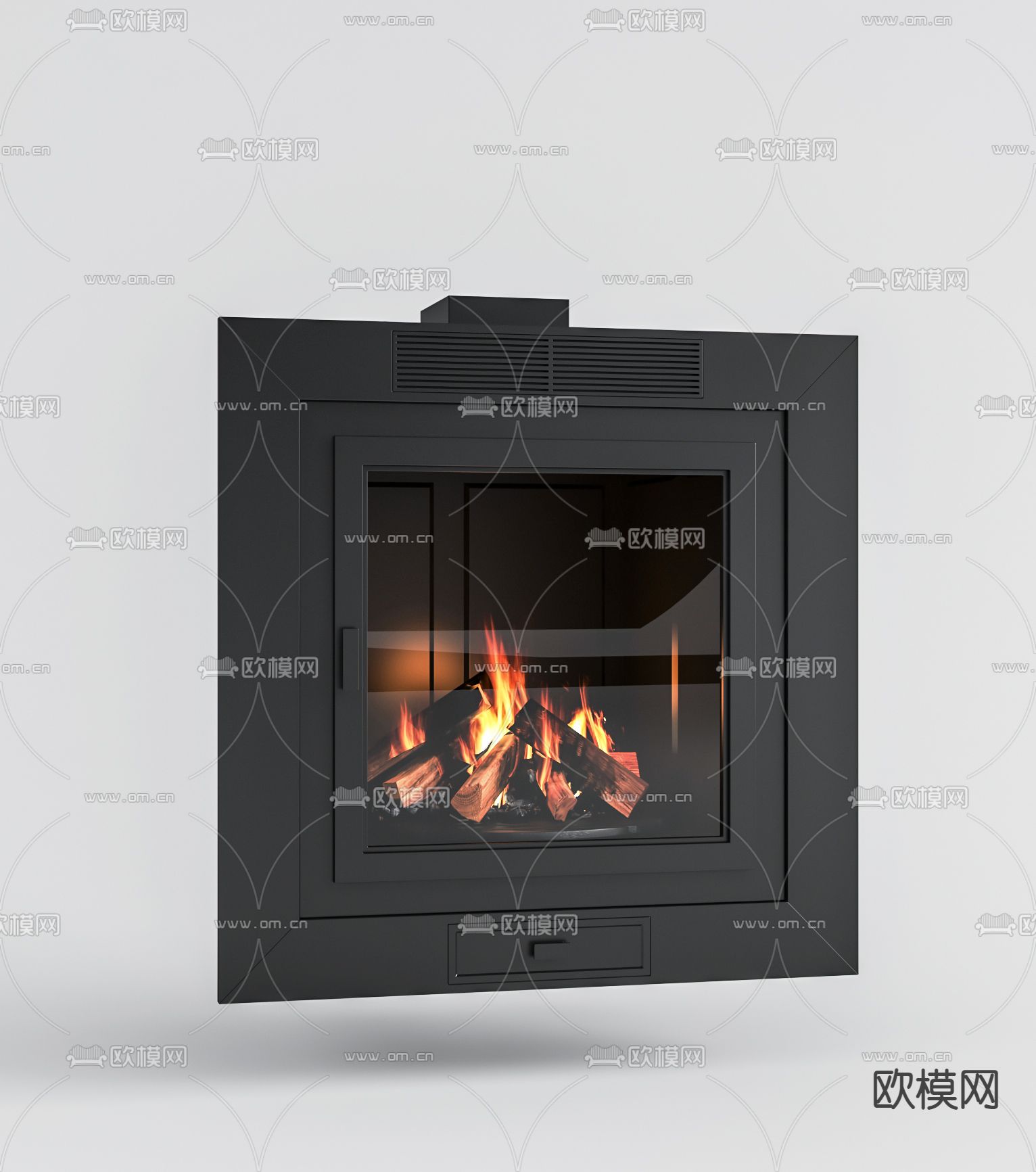 工业风壁炉3d模型下载（渲染图2）