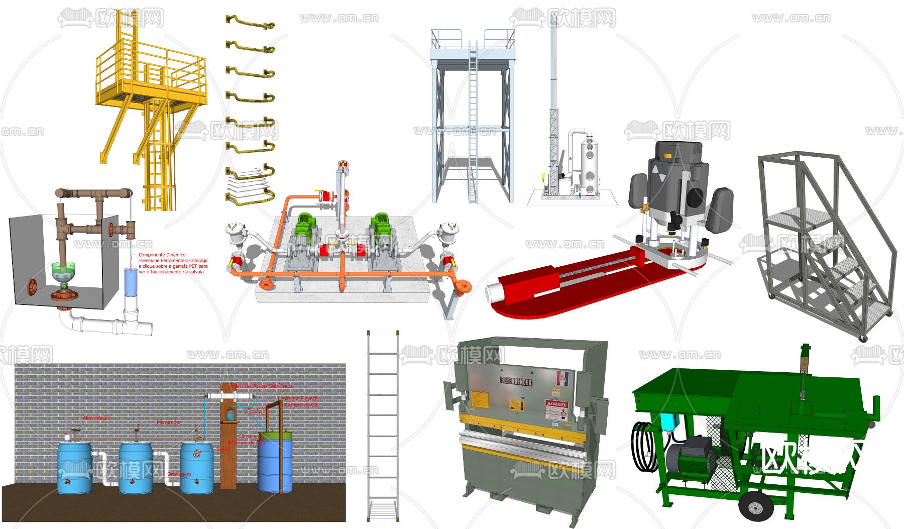 现代爬梯工业设备su模型下载