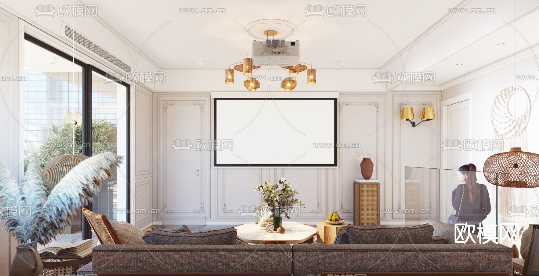 北欧复式客厅3d模型下载（渲染图2）