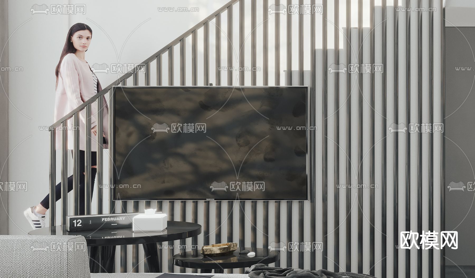 现代高级灰复式公寓3d模型