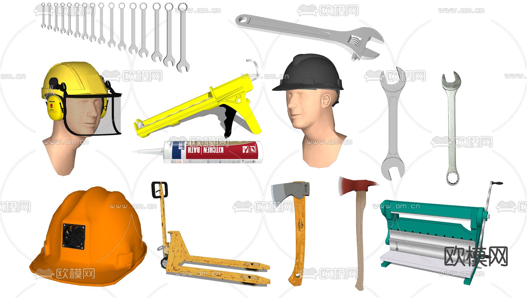 现代工业工具安全帽su模型下载