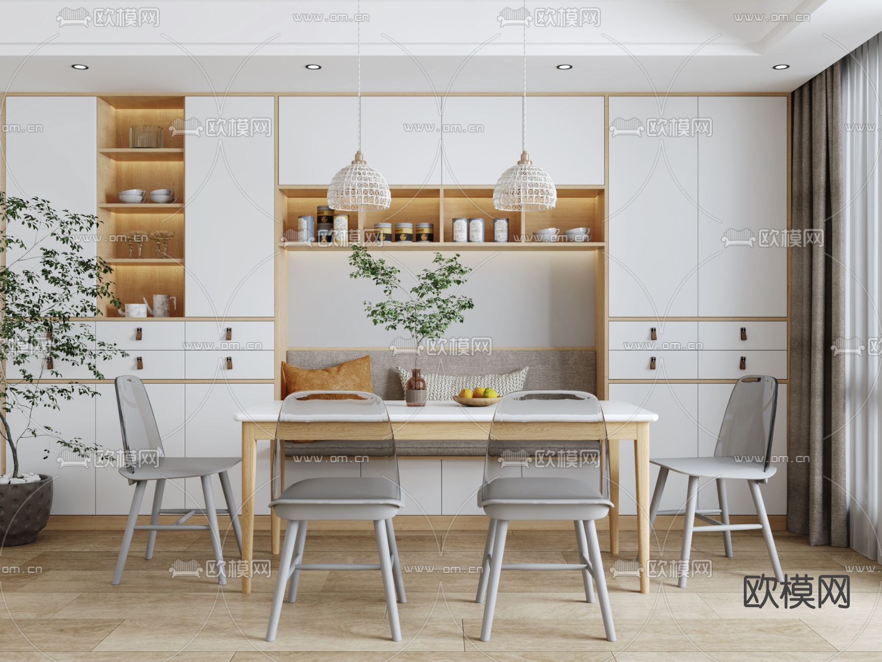 北欧餐厅su模型下载（渲染图1）
