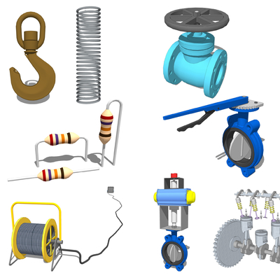  现代水暖五金部件su模型 