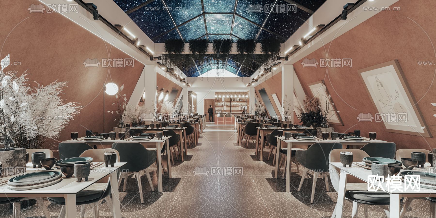 北欧星空主题餐厅3d模型