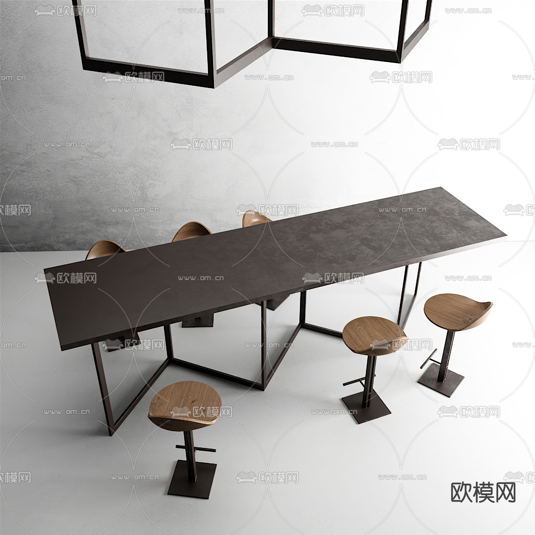 北欧实木吧台3d模型下载（渲染图3）