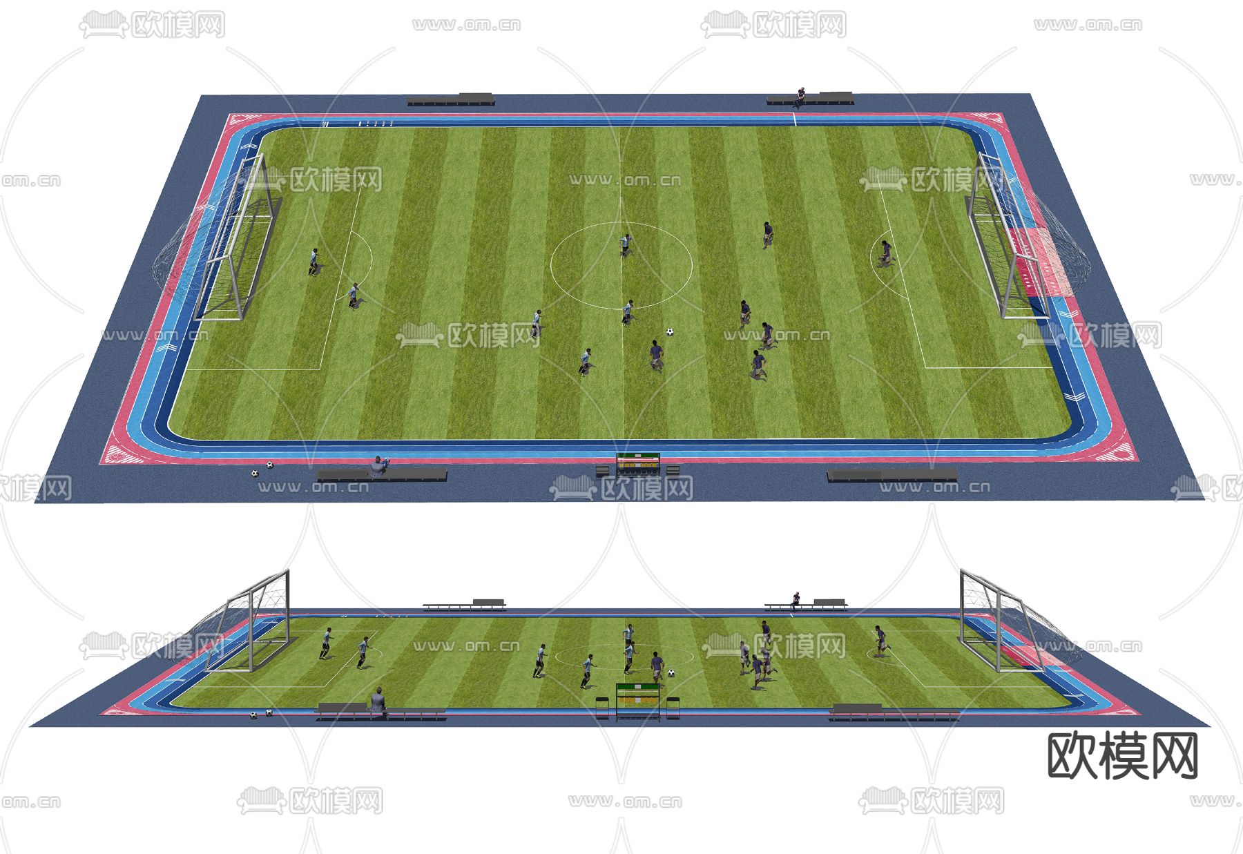 现代足球场su模型下载（渲染图1）
