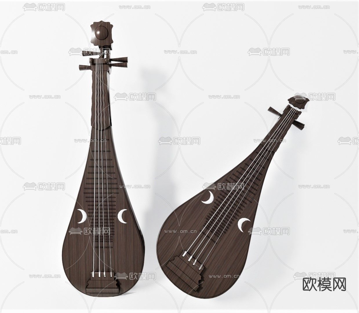 中式乐器琵琶su模型下载（渲染图1）