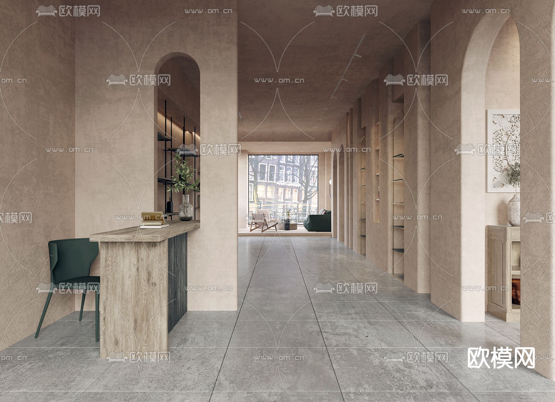 侘寂包包衣服专卖店3d模型下载（渲染图2）