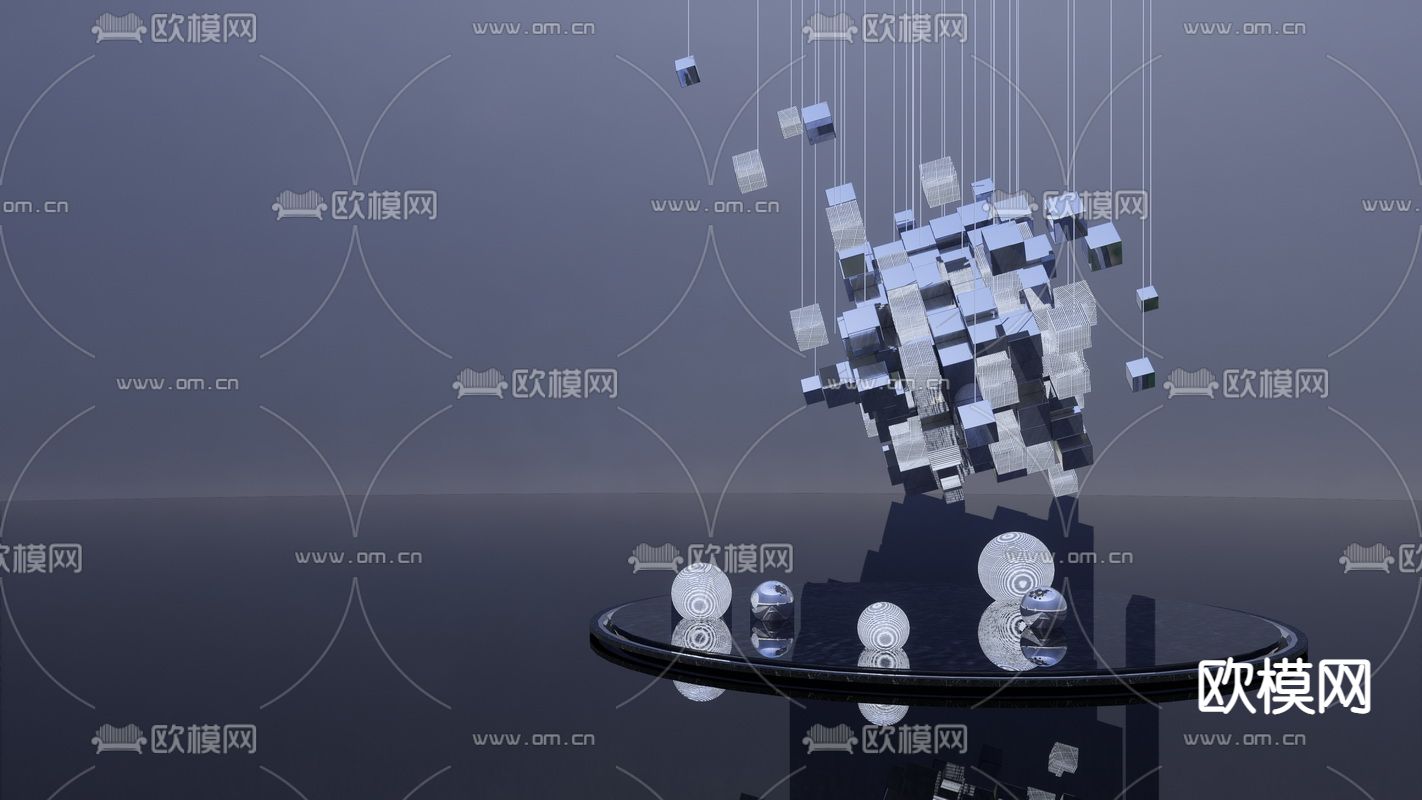 现代景观雕塑su模型下载（渲染图2）