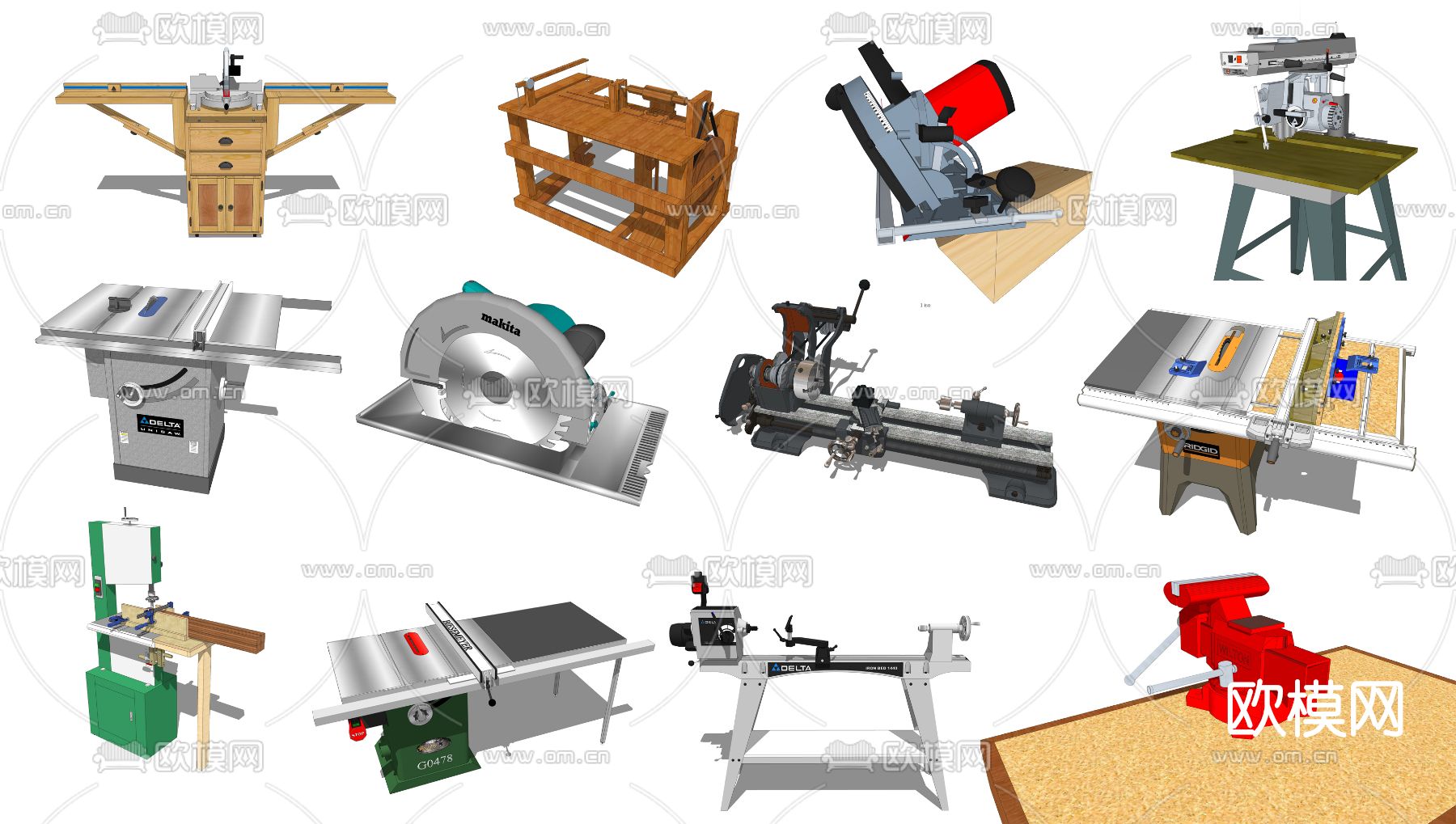 现代龙门刨床木工设备su模型下载
