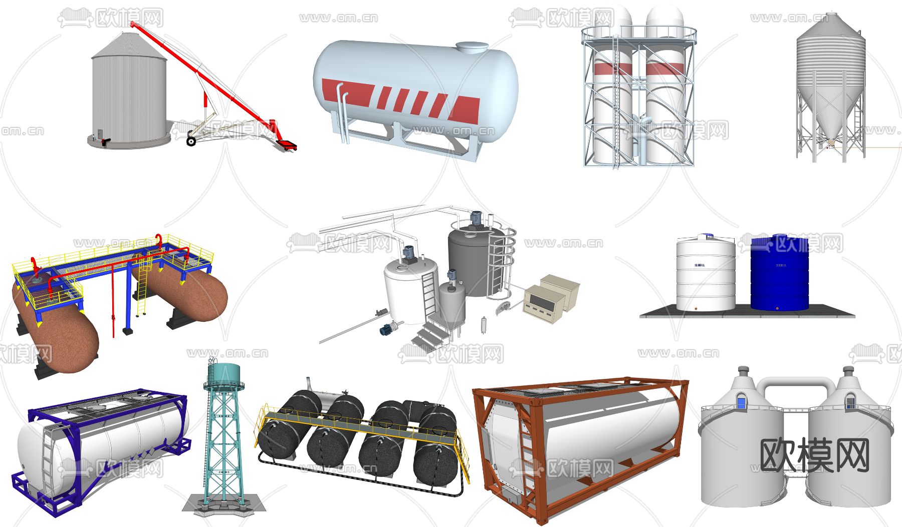 现代存储罐工业设备su模型下载