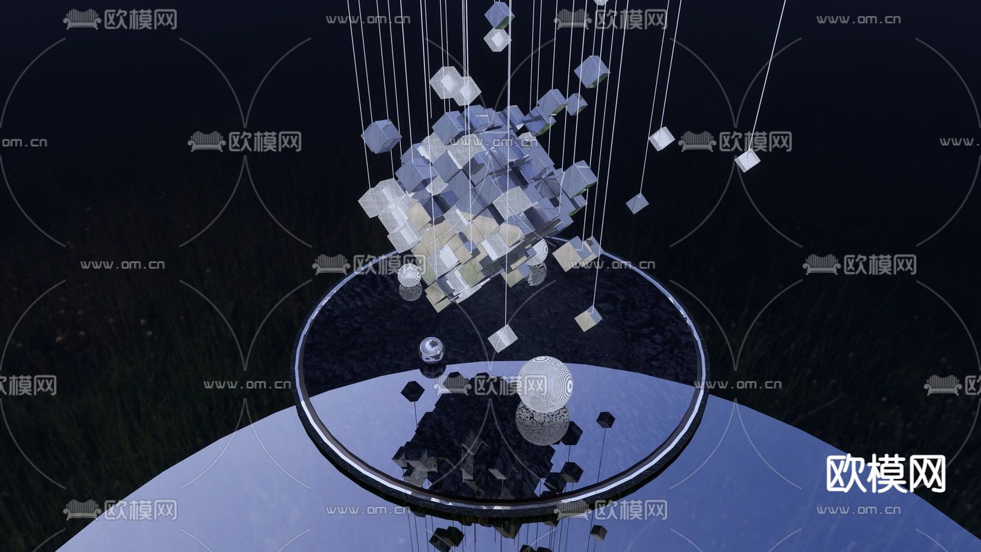 现代景观雕塑su模型下载（渲染图1）