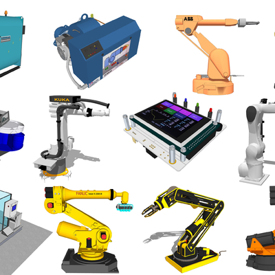  现代筛沙机机械臂工业设备su模型 