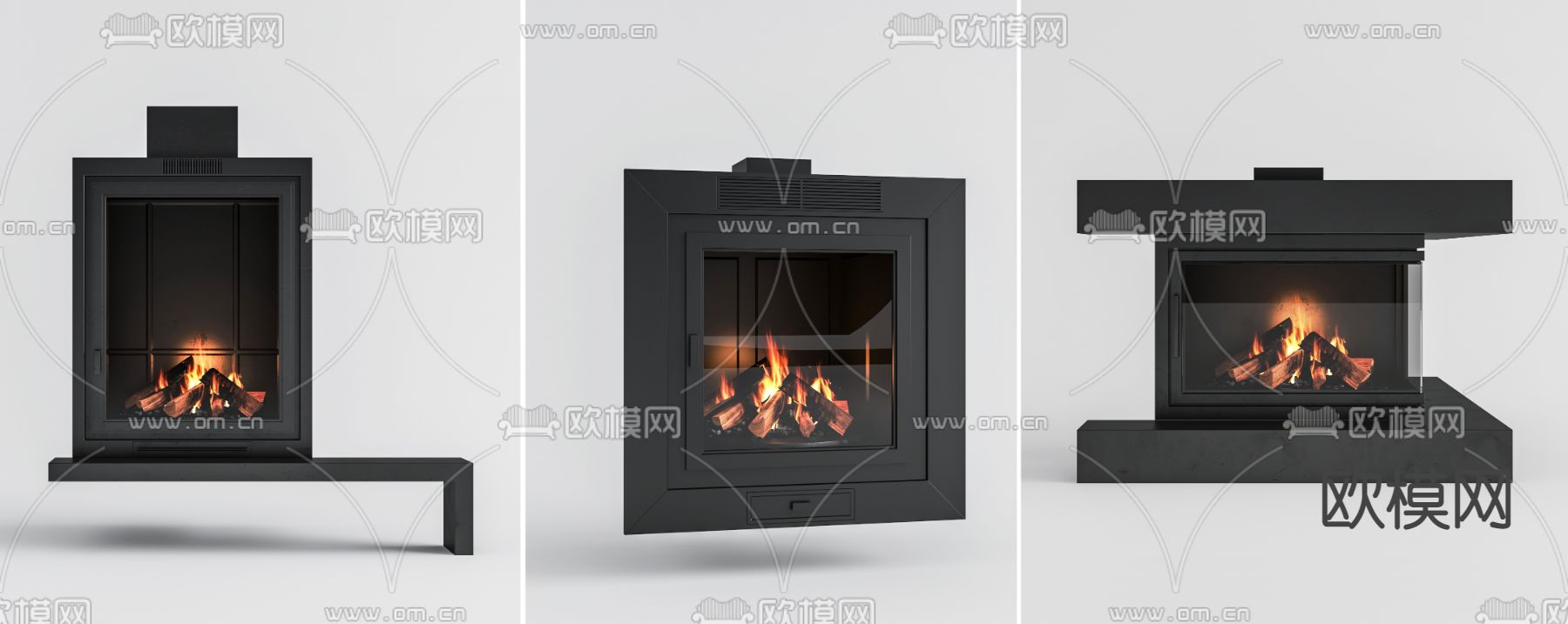 工业风壁炉3d模型下载（渲染图1）