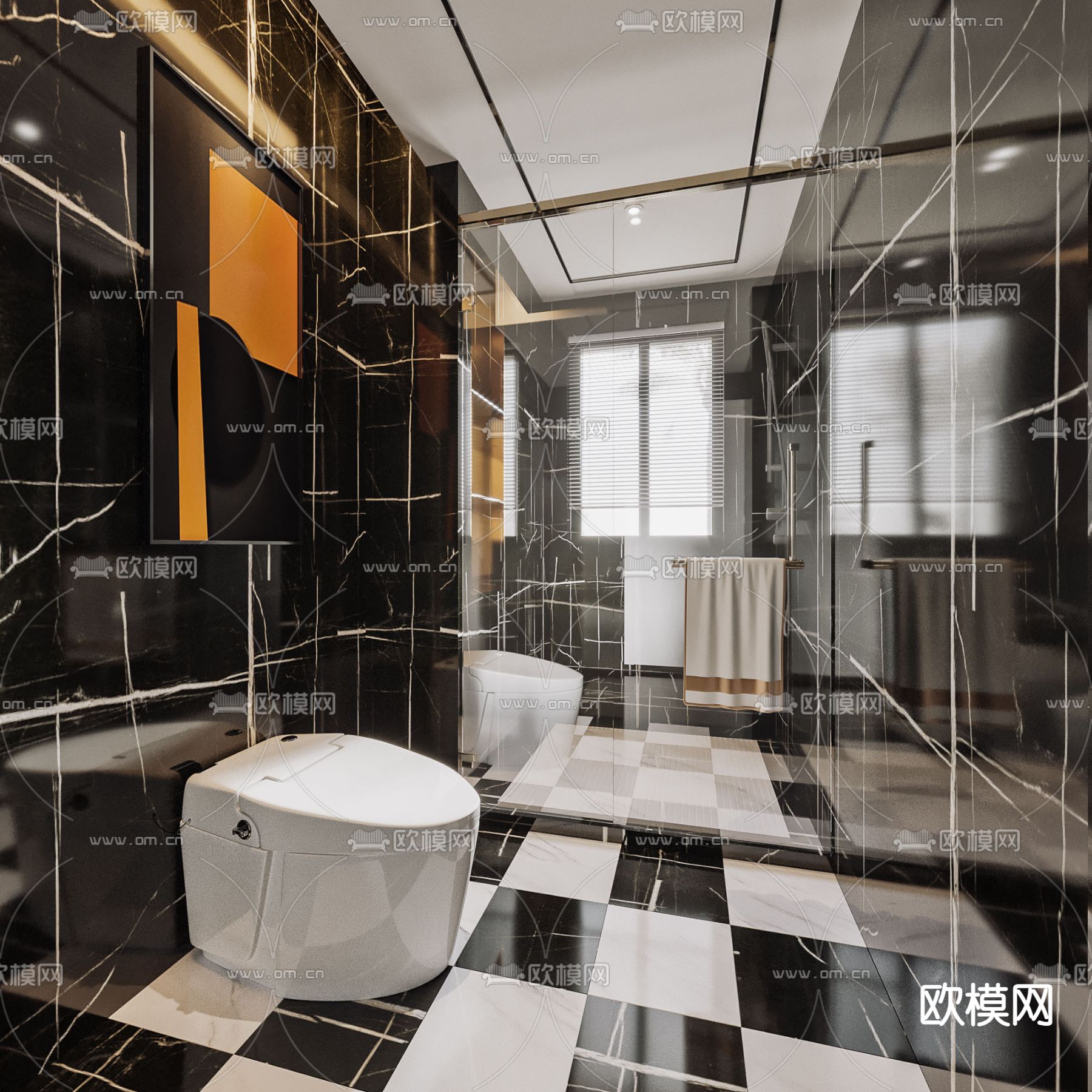 现代卫生间su模型下载（渲染图1）