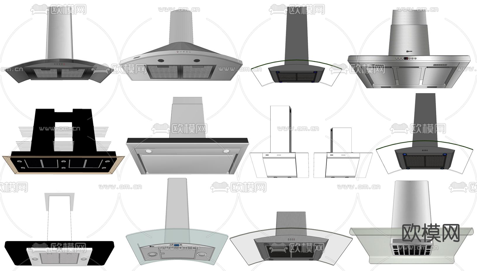 现代抽油烟机su模型下载