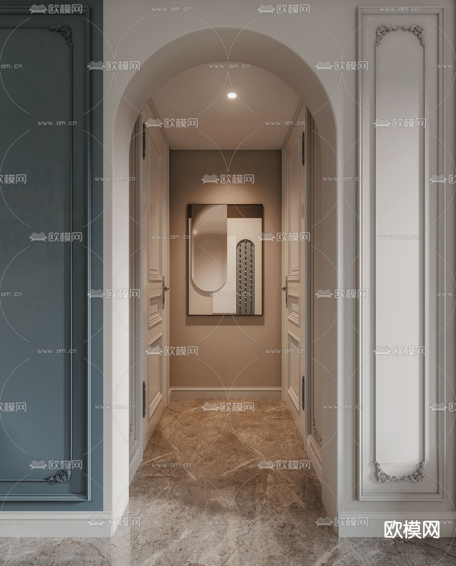 简欧客厅餐厅3d模型