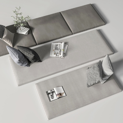  现代布艺飘窗垫抱枕su模型 