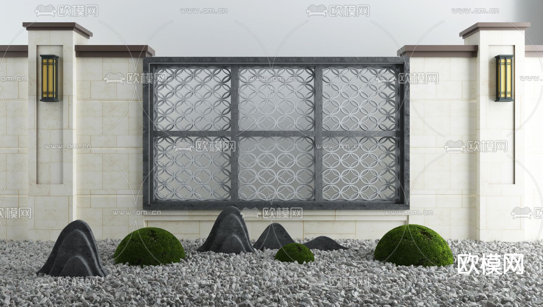 新中式牌坊景观小品3d模型下载