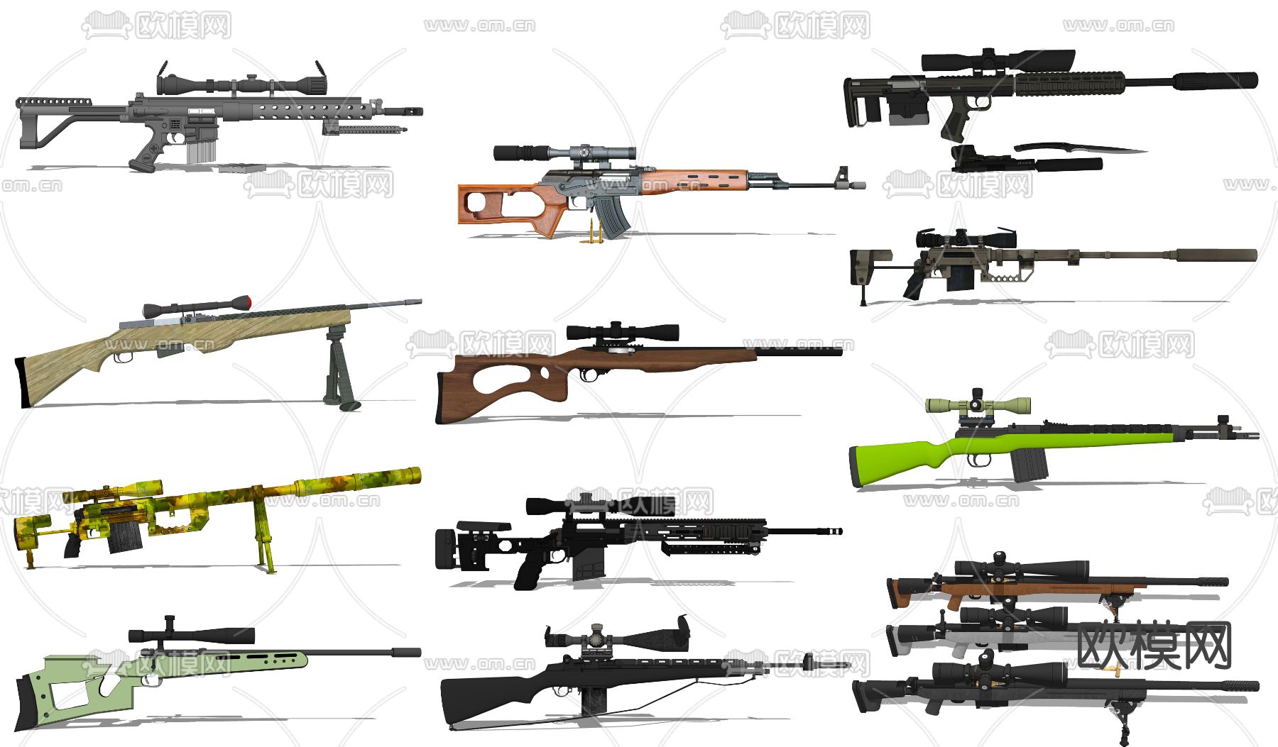 现代狙击步枪枪械su模型下载