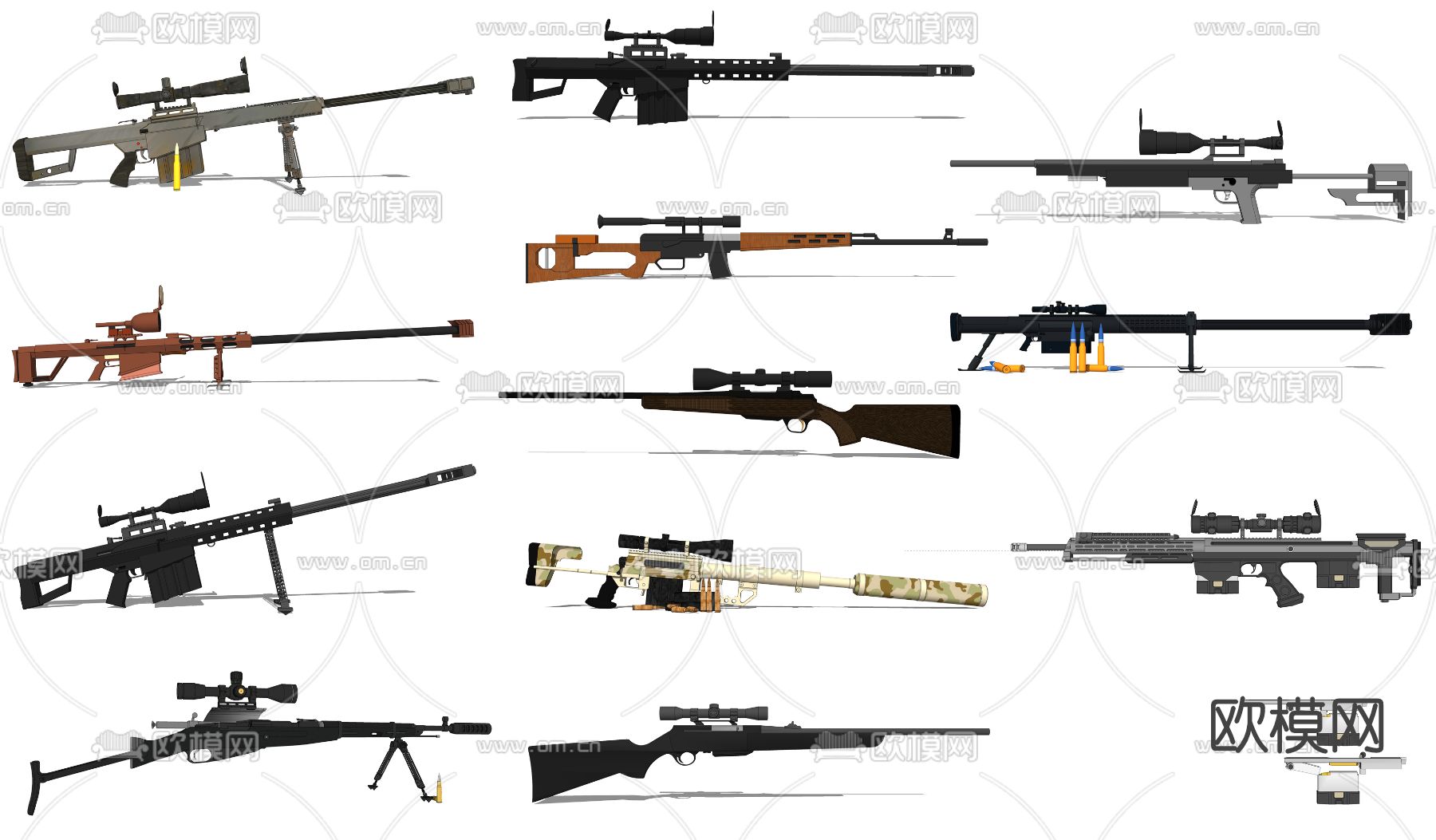 现代狙击步枪枪械su模型下载