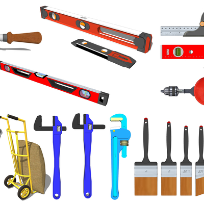  现代工业工具手推车su模型 