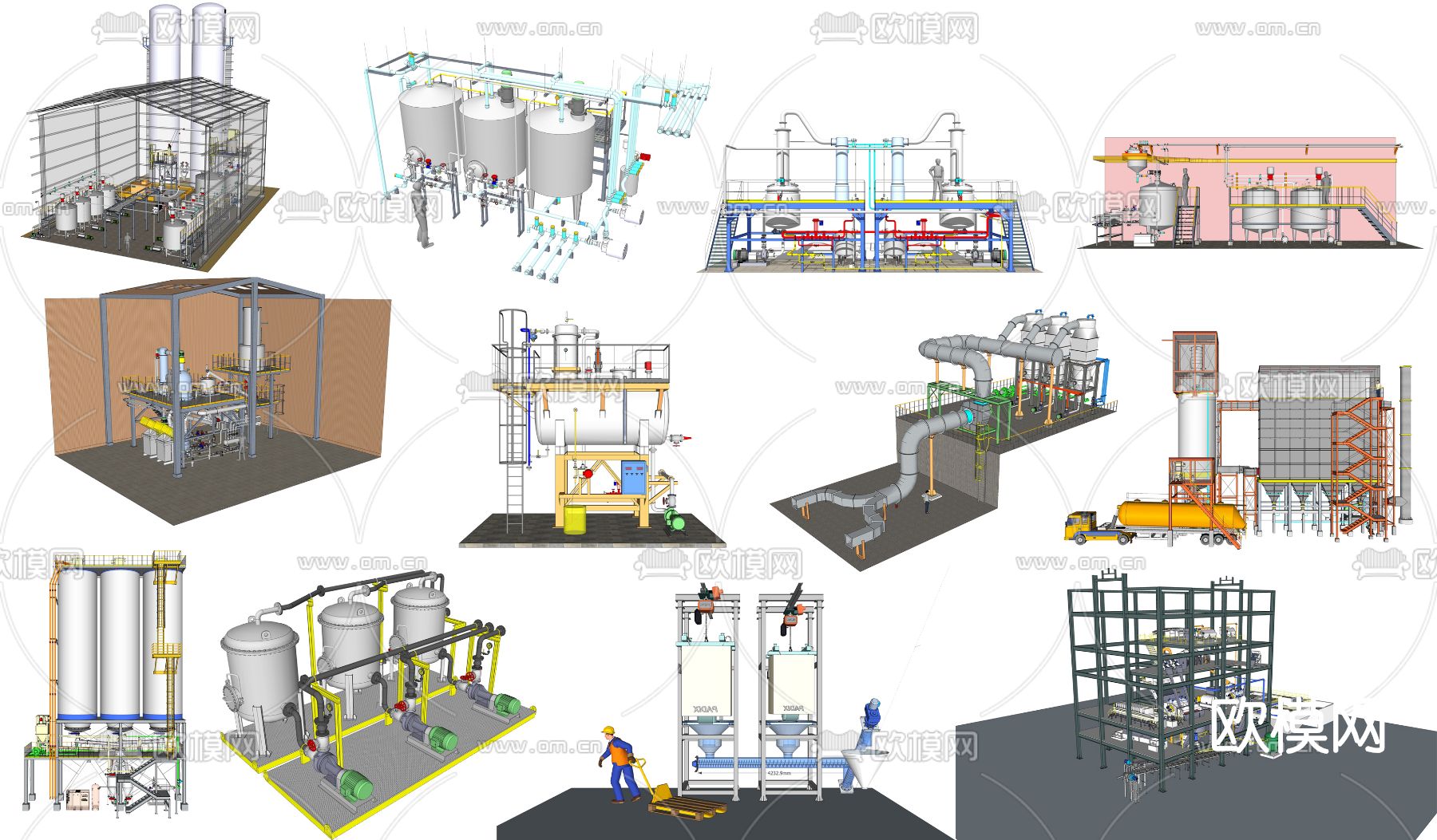 现代管道工业设备su模型下载