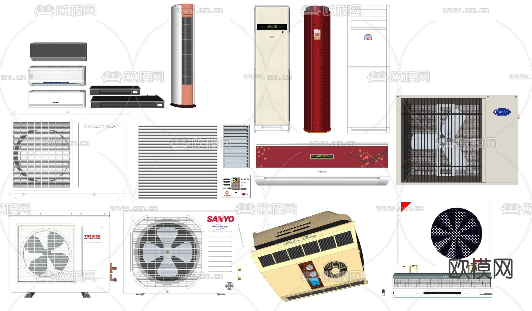 现代空调su模型下载