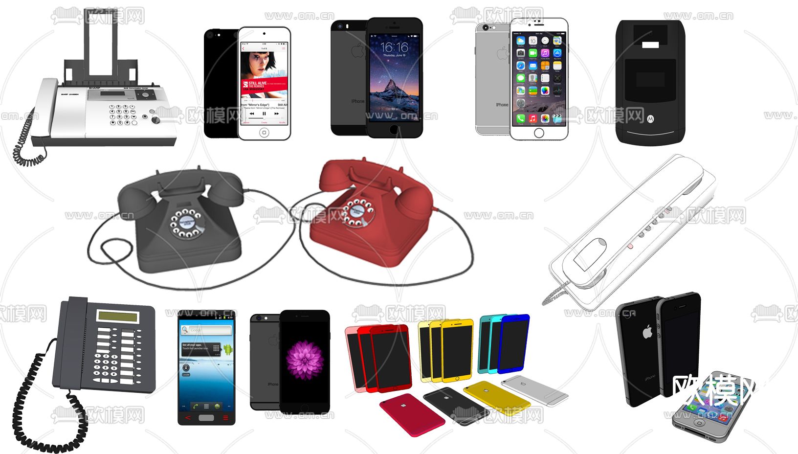 现代电话手机传真机su模型下载