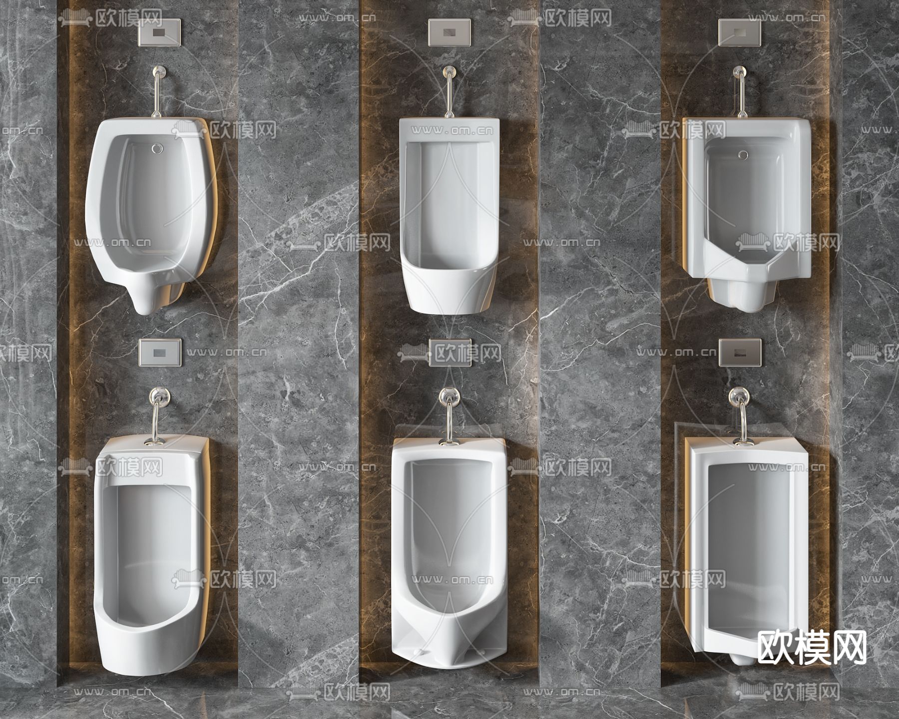 现代小便斗小便池3d模型下载（渲染图1）