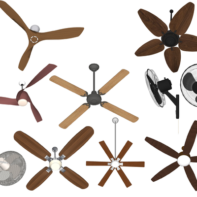  现代壁扇吊扇su模型 