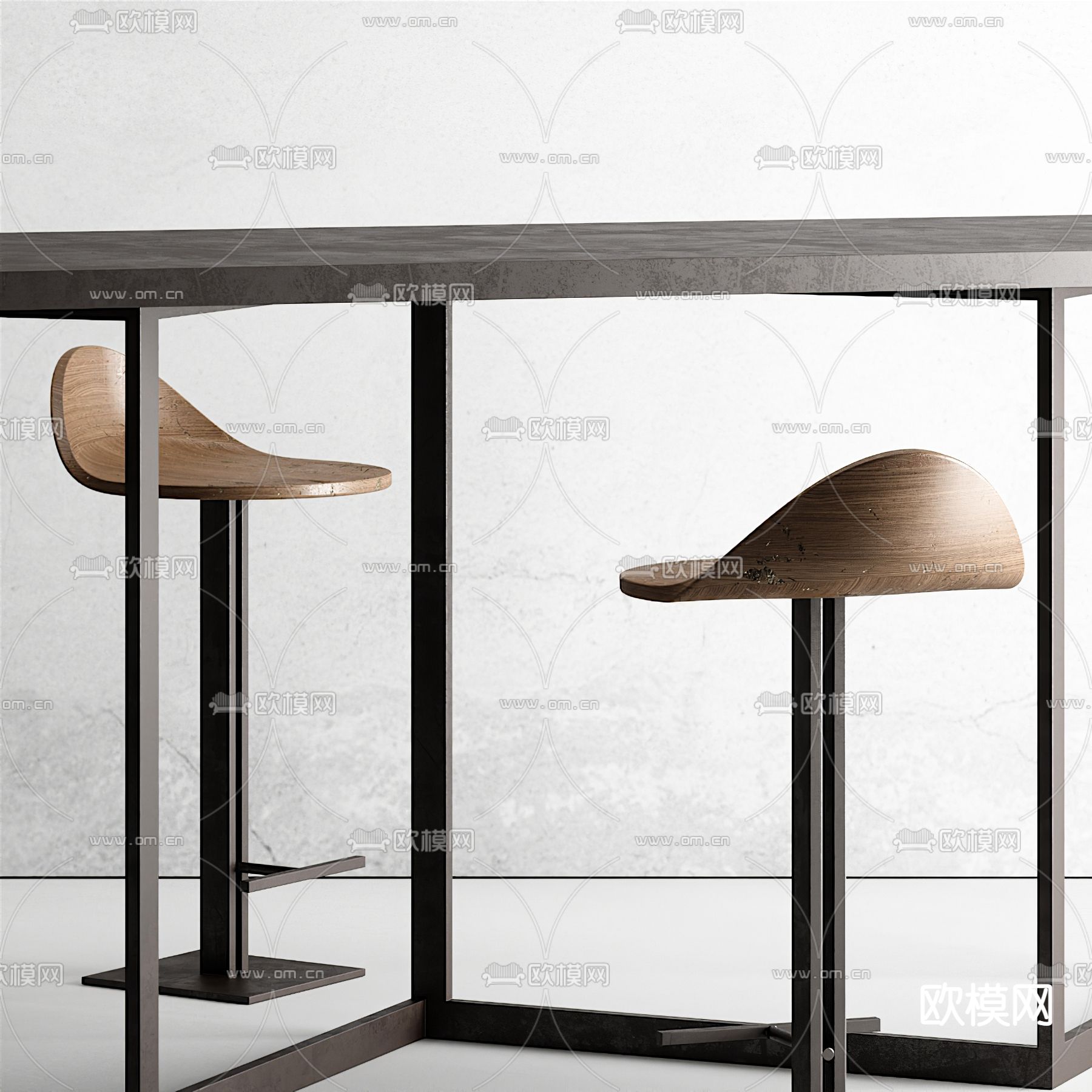 北欧实木吧台3d模型下载（渲染图4）