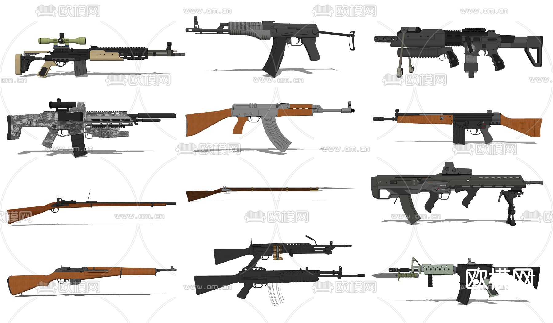 现代步枪枪械su模型下载