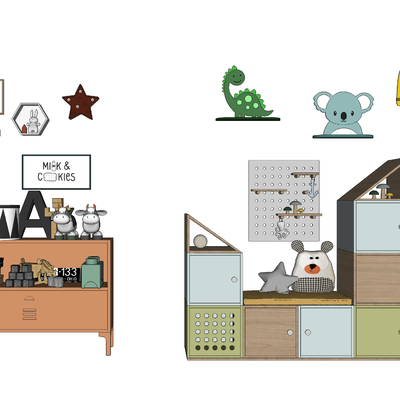  现代儿童收纳柜su模型 