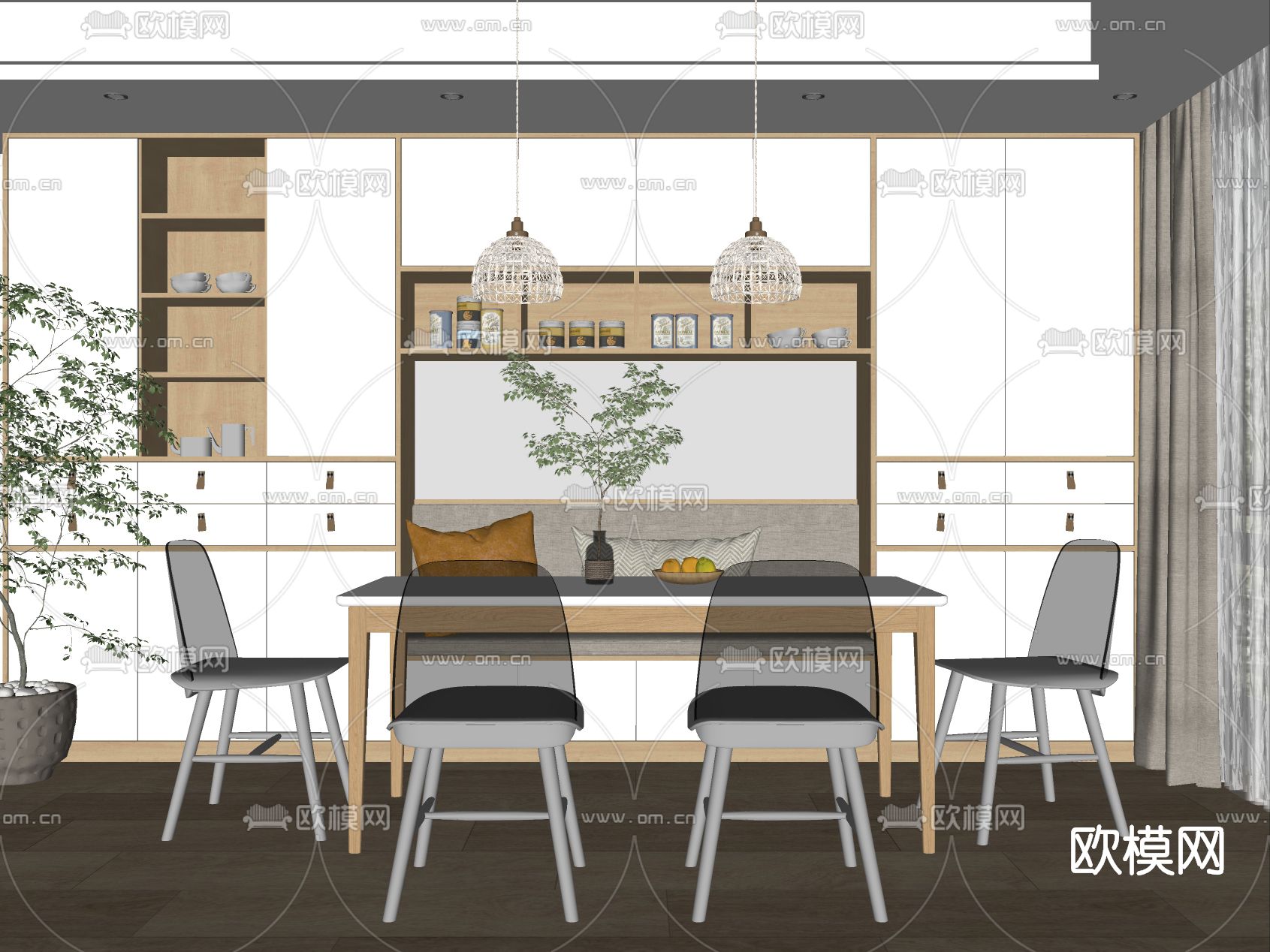 北欧餐厅su模型下载（渲染图2）