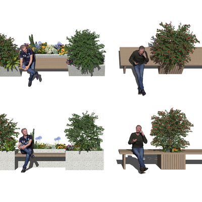  现代景观座椅公用椅su模型 