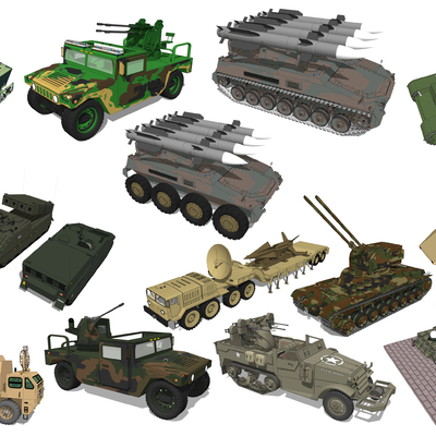  现代防空导弹发射车su模型 