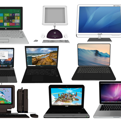  现代笔记本电脑台式电脑su模型 