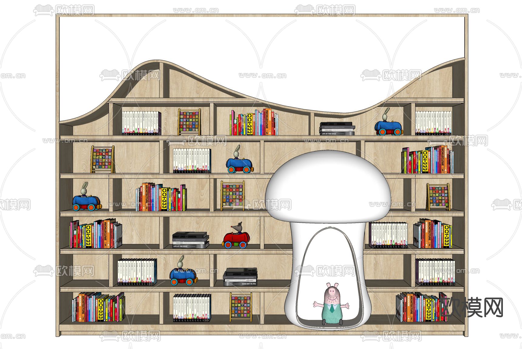 现代儿童书柜su模型下载