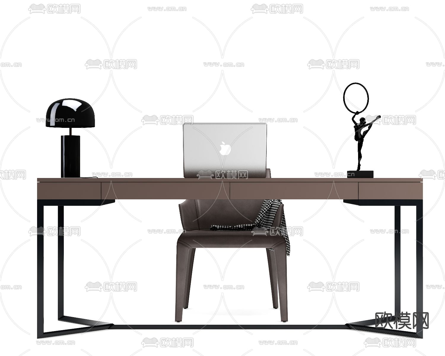 现代轻奢书桌椅su模型下载（渲染图2）