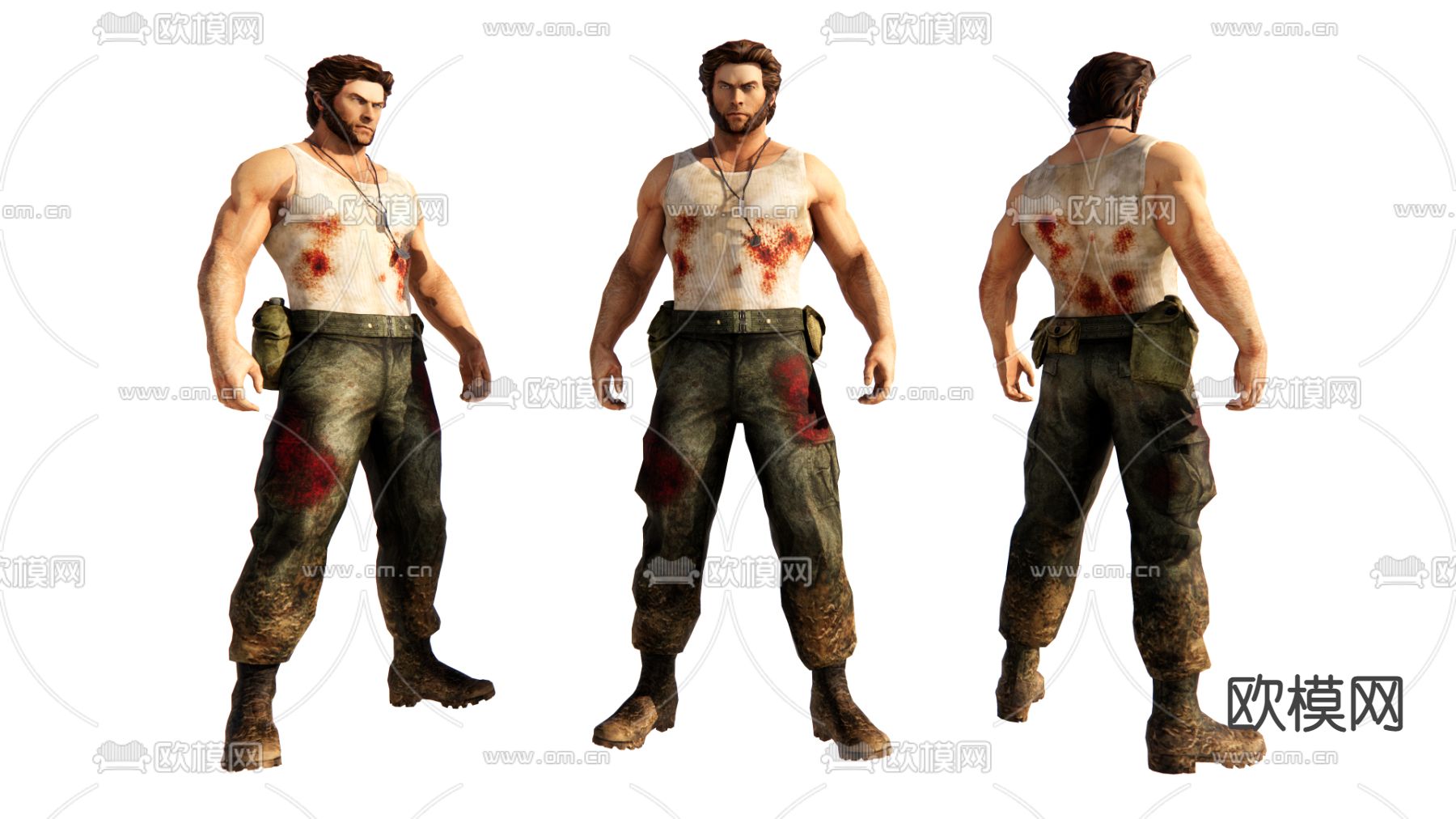 现代中年金刚狼su模型下载（渲染图1）