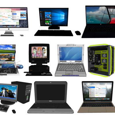  现代笔记本电脑台式电脑su模型 