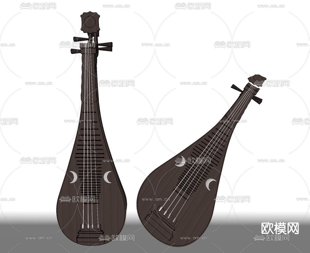 中式乐器琵琶su模型下载（渲染图2）
