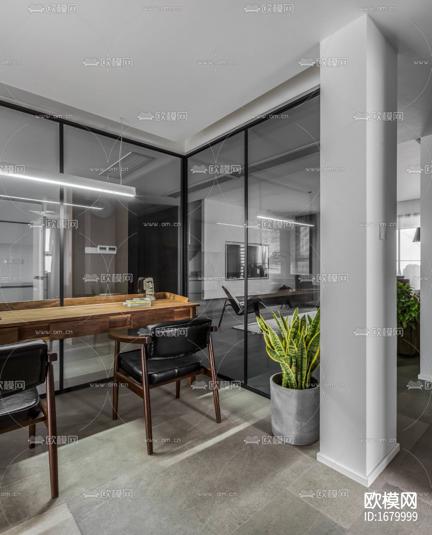 现代简约住宅施工图下载（渲染图1）