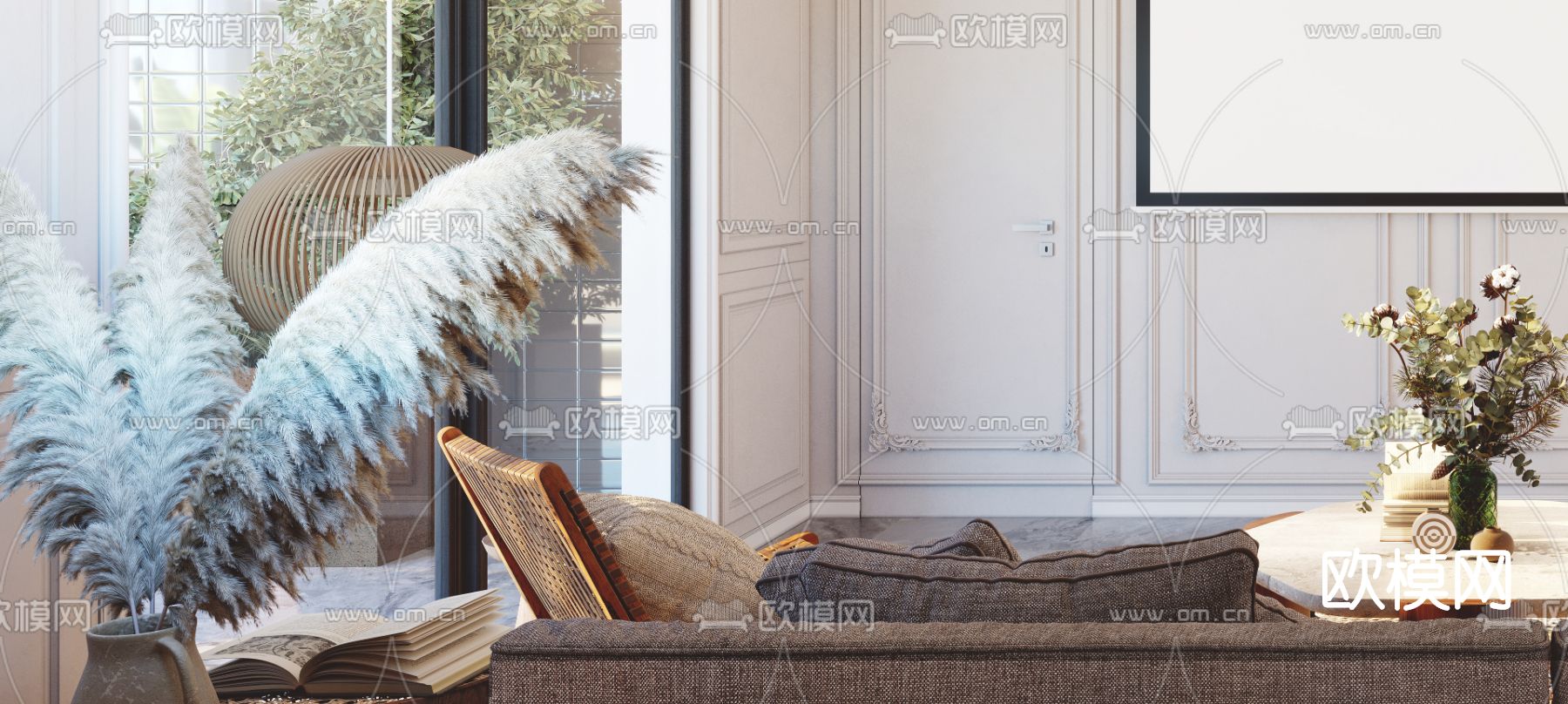 北欧复式客厅3d模型下载（渲染图3）