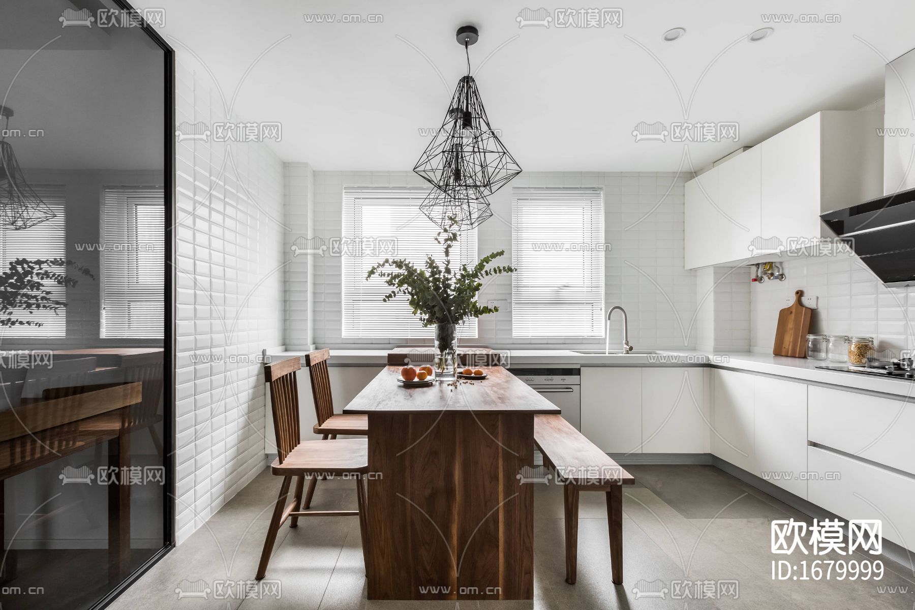 现代简约住宅施工图下载（渲染图3）