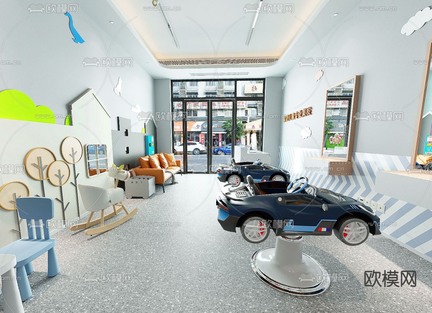 现代儿童理发店cr全景3d模型