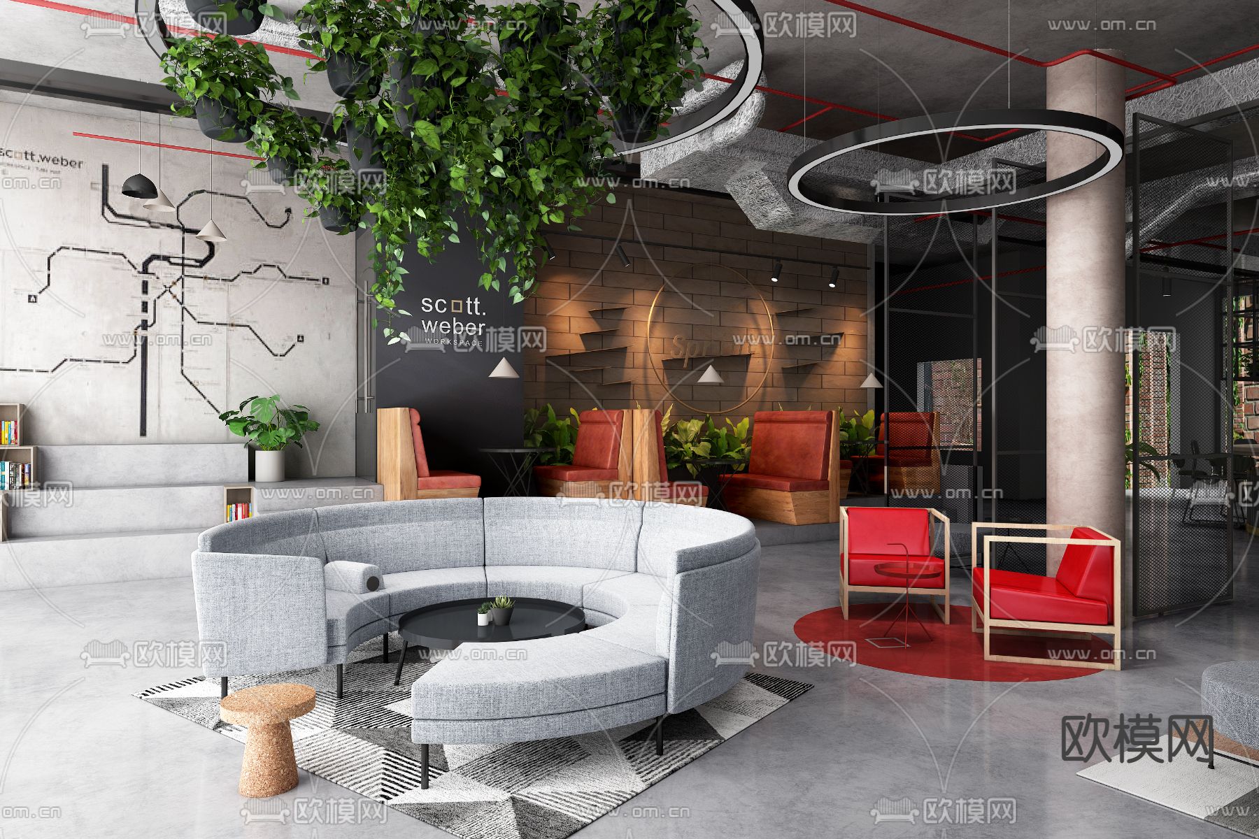 klik architekti设计 现代办公室茶水间3d模型下载（渲染图1）