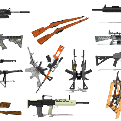  现代步枪枪械su模型 