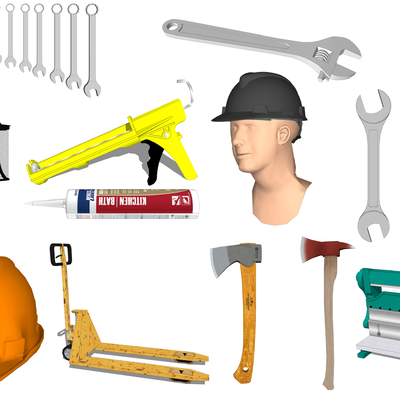  现代工业工具安全帽su模型 